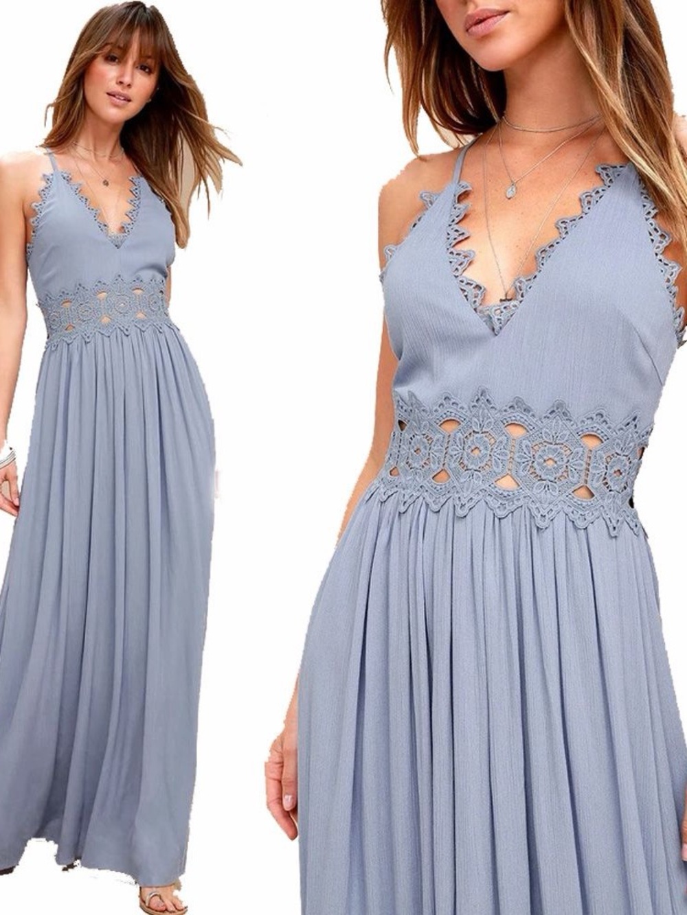 This is Love Slate Blue Lace Maxi Dress Lulus